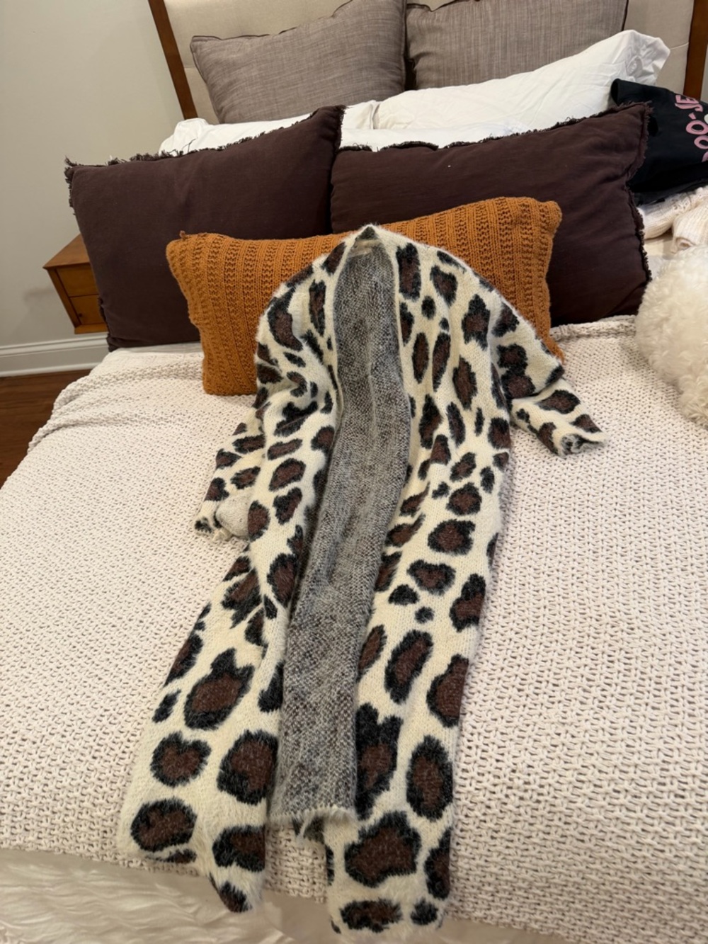Altar'd State Leopard Print Long Cardigan in Cream, Brown, Black